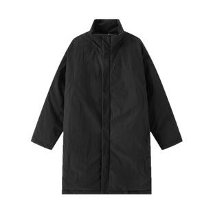 流石男装黑色中长款立领羽绒服2025新款冬季男士保暖白鸭绒外套潮