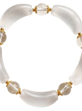 纯天然高净白水晶弯管手串显白