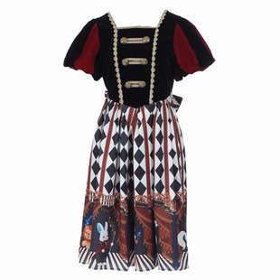 axesfemme kawaii马戏团动物布偶印花lolita短袖连衣裙LD351X13S