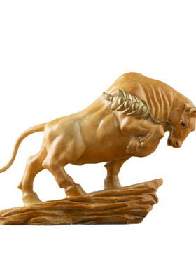 古铜官 开拓牛摆件铜工艺品办公桌博古架装饰品牛气冲天客厅摆设