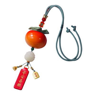 清新精致陶瓷柿子车载挂饰