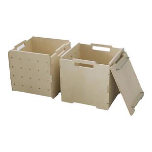 小木良品实木收纳箱可叠加格子柜组合移动柜储物箱可堆叠工具箱