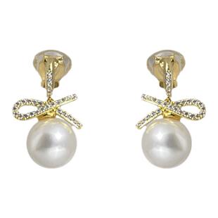 新年红色珍珠蝴蝶结耳夹女轻奢高级感小众耳环2026新款无耳洞耳饰