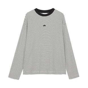 LILY冬新款女装经典横条纹宽松休闲百搭套头圆领卫衣女款内搭