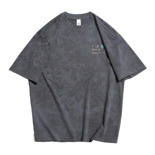 230g字母印花短袖t恤男夏季潮牌大码美式宽松半袖男生刺绣体恤衫