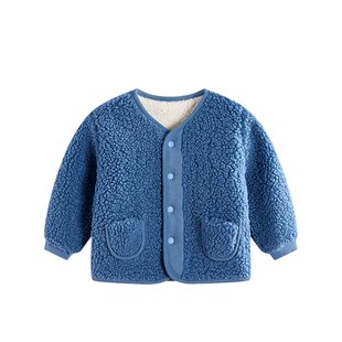 儿童羊羔绒外套男女童校服神器洋气宝宝加绒加厚保暖婴儿棉服冬装