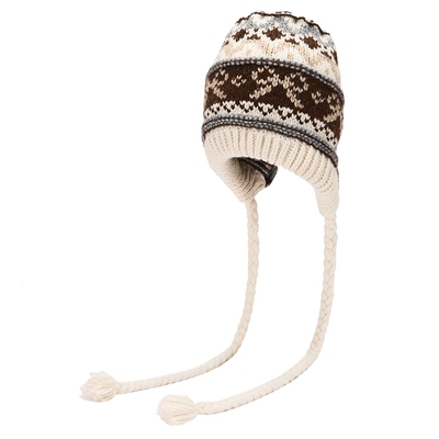 热风2025年冬季女提花护耳毛线帽