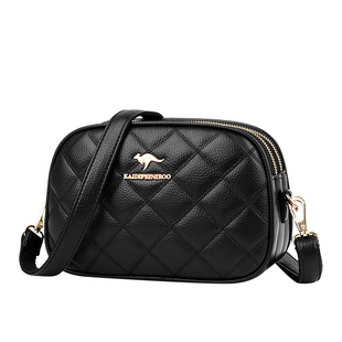 袋鼠真皮女包时尚斜挎小包包女2025新款百搭女士中年婆婆妈妈包潮