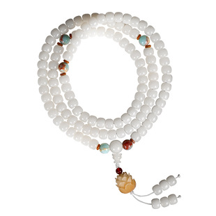 白玉菩提根108颗手串佛珠莲花手持菩提子手链文玩念珠男女款项链