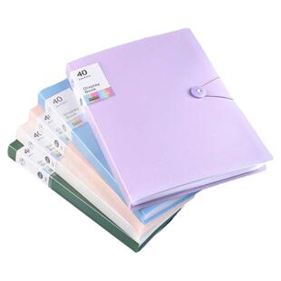 A4搭扣资料册缠绳透明插页文件夹学生试卷档案收纳夹袋大容量画册夹分类整理卷子孕检产检60页100小初中生