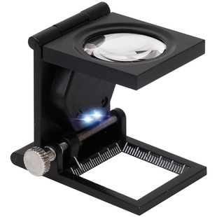 10倍折叠放大镜带灯刻度高清看纺织照布面料机型随身便携带式迷你