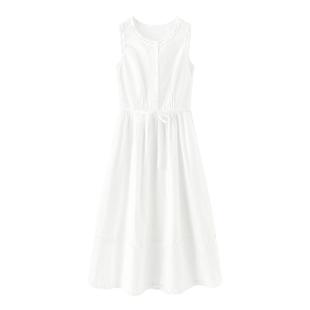 森马连衣裙女显瘦收腰长裙温柔2025新款夏季气质木耳边背心裙简约