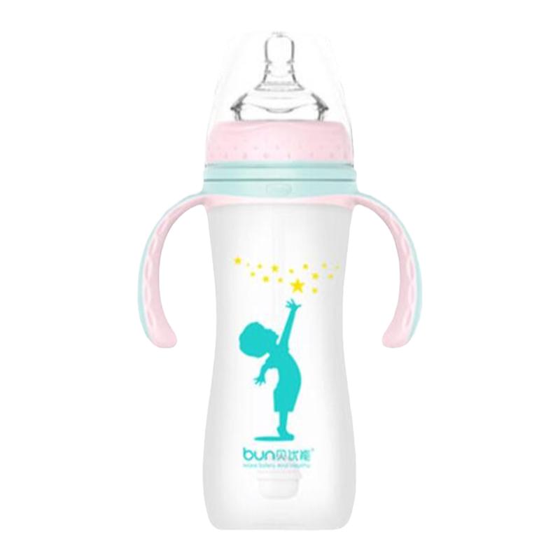 BUN贝优能新款玻璃奶瓶硅胶喷涂磨砂手感安全防摔120ml160ml240ml
