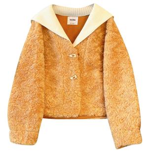 绝美巨好看的针织拼接羊羔绒皮毛一体加厚小外套女2025初冬装新款