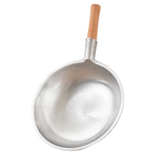 老式炒菜铝锅商用加厚无涂层不粘锅铝马勺炒菜锅煤气电磁炉通用款