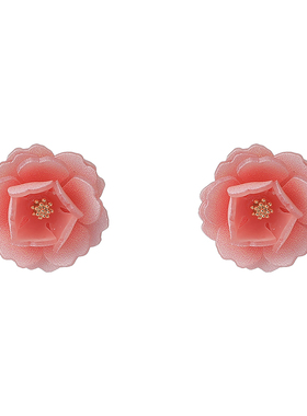 精致甜美立体多层花朵耳环春夏季