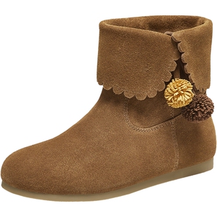 TATA他她靴子2025冬新款时装靴百搭女鞋休闲短筒靴西部靴YVY01DD5