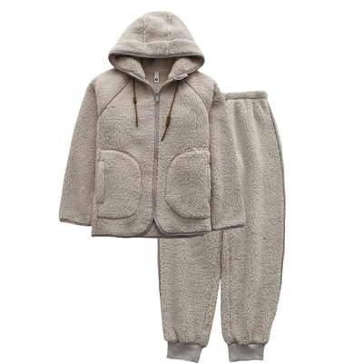 男女羊羔绒连帽可外穿秋冬家居服