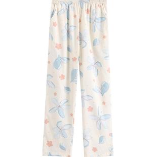 芬腾纯棉睡裤女春秋休闲宽松甜美少女全棉单裤秋季舒适透气家居裤