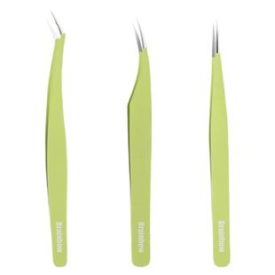 Brainbow睫毛镊子嫁接专用工具辅助开花夹绿色金羽夹睫毛夹子镊子