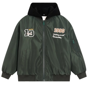 贝田女童外套夹棉加厚儿童冬季2025新款女孩美式棒球夹克大童冬装