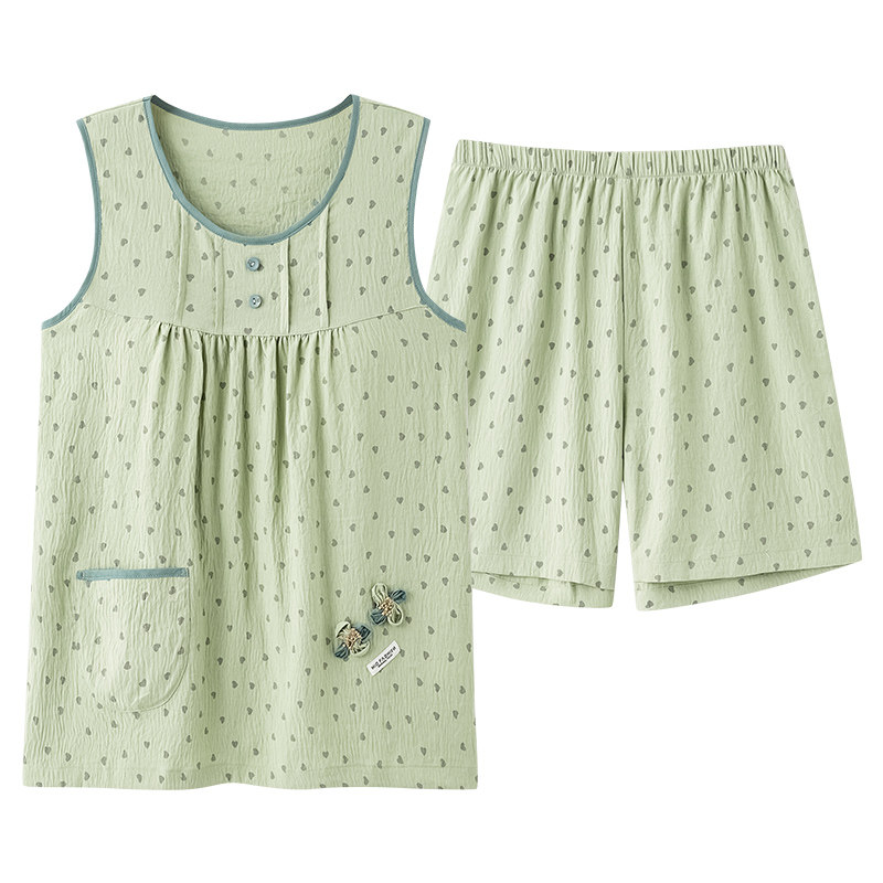 夏季云朵棉女背心短裤家居服套装
