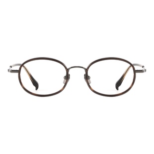 复古板材玳瑁椭圆框眼镜架女超轻小框素颜可配高度数纯钛近视眼镜