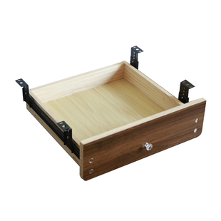 桌下抽屉有杠横梁自装暗抽屉实木桌底悬挂式滑轨加深抽屉收纳盒