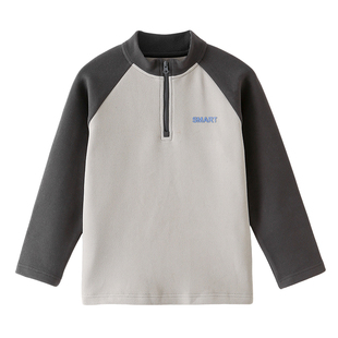 男童德绒卫衣打底衫半高领2025冬装新款儿童加绒长袖T恤内搭上衣