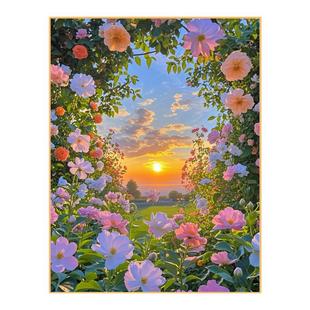 新款花卉数字油画diy填充画成人手绘风景手工填色涂色丙烯装饰画