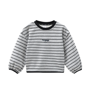 玛米玛卡童装男童休闲条纹卫衣25年冬装新款中大童百搭上衣内衬