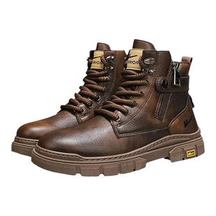 回力男鞋2025冬季新款工装马丁靴复古运动增高帮加绒加厚保暖棉鞋