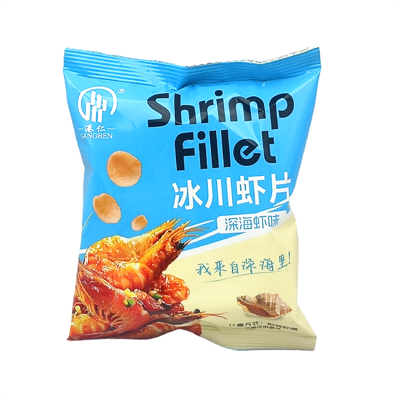 港仁冰川虾片500g深海虾味小龙虾味小包称重解馋小零食膨化食品