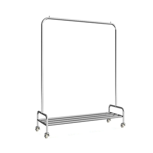 可移动挂衣架男女装店不锈钢展示架带轮落地架带收纳层货架陈列架