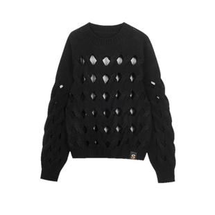 INXX Standby 个性镂空针织衫扭绳开口菱形切割破洞毛衣情侣