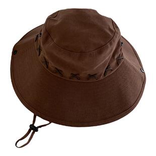 户外登山帽女防晒渔夫帽夏季露营大檐帽男女西部牛仔帽子遮阳帽