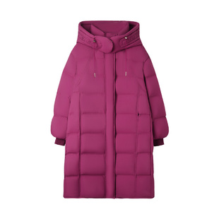 枫竺中长款90白鸭绒连帽加厚保暖零压感羽绒服女冬季防寒保暖外套