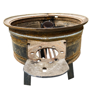 柴火炉灶家用农村旧车轮毂改造加厚木柴炉简易柴禾炉户外木柴灶