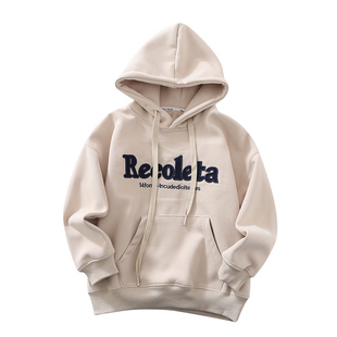 儿童装纯柔软棉连带帽卫衣男童字母刺绣帽衫打底衫春秋季款新品潮