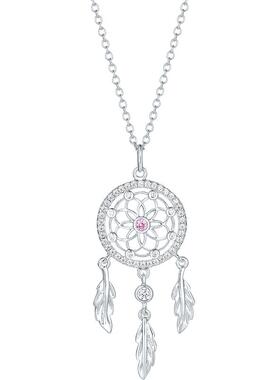 周六福S925银羽毛项链女