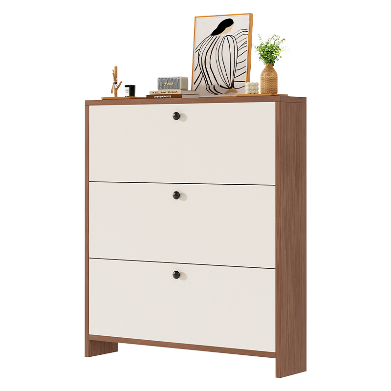 全实木超薄翻斗鞋柜家用门口2025新款楼道入户大容量极窄玄关柜子