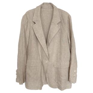 独特超好看的西装外套女宽松慵懒风春季新款薄棉麻亚麻上衣女高端