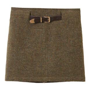 朗姿纯羊毛法式复古短款裙子短裙冬季新款a字气质高腰半身裙女