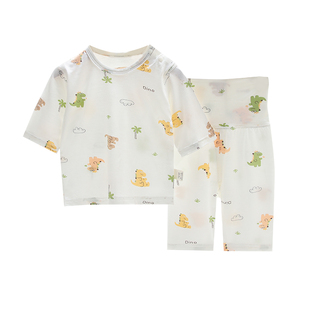 婴儿夏季薄款套装莫代尔小月龄一岁宝宝夏天衣服幼儿分体睡衣夏装