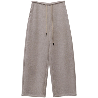 加厚百搭宽松紧腰阔腿卫裤女冬季