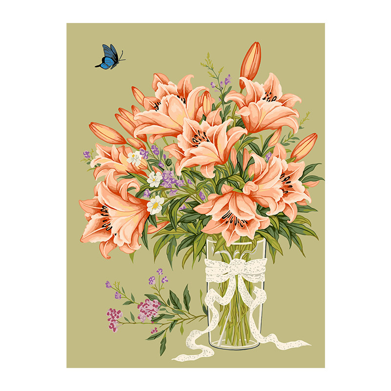 手工填色花卉数字油画