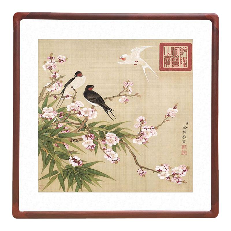 余稚国画客厅花鸟字画工笔