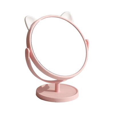 可爱卡通猫兔耳化妆镜家用小型学生宿舍桌面台式镜子办公室美妆镜