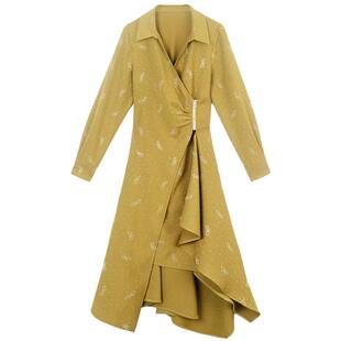 KEIKO[bling烫钻] 法式高级感不规则连衣裙春季御姐风收腰V领裙子