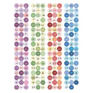EMOJI表情贴 彩虹色  小丸子圆形笑脸贴纸 装饰手账咕卡素材贴画